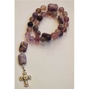  Anglican/Christian Prayer Beads: Purple and Clear Glass 