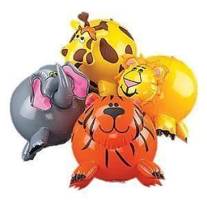  12 pack Inflatable Jungle Animal Shaped Beach Balls: Toys 