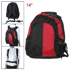  Gino Black Red Nylon Zipped Pockets Backpack for 14 