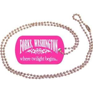  Forks Washington Pink Dog Tag with Neck Chain: Everything 