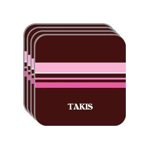 Personal Name Gift   TAKIS Set of 4 Mini Mousepad Coasters (pink 