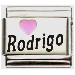  Rodrigo Pink Heart Laser Name Italian Charm Link: Jewelry