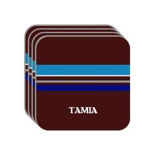 Personal Name Gift   TAMIA Set of 4 Mini Mousepad Coasters (blue 