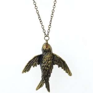  Cute Vintage Bird Dove Brass Tone Long Necklace: Jewelry