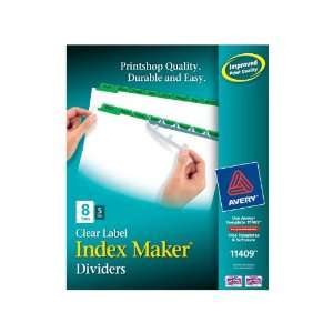   Maker White Dividers, 8 Tab, Green, 5 Sets (11409): Office Products