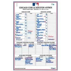 Cubs at Astros 7 26 2010 Game Used Lineup Card (FJ034549)   Other Game 