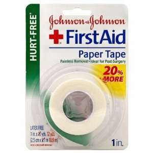  Johnson & Johnson First Aid Paper Tape, Hurt Free, 1 Inch 