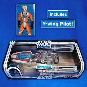 Star Wars red variant Y Wing Y Wing Fighter with pilot figure from the 