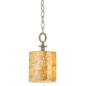 Naturals Mini Pendant with Yellow Mother of Pearl Glass Shade Finish 