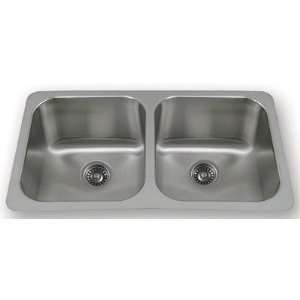 New England Undermount 32 Double Bowl Kitchen Sink with Small Bowl on 