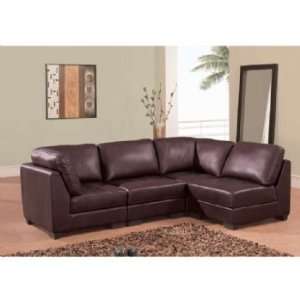  Dark Brown Leather Match 4 Piece Sectional