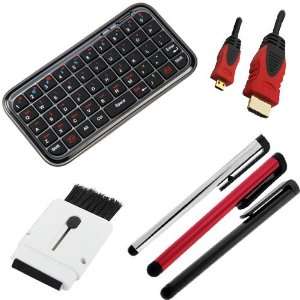 GTMax Bluetooth Wireless Mini Keyboard + 3 Stylus (Black / Silver /Red 