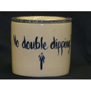 Annies Garden Pottery   No Double Dipping Blue Medium Sized Kitchen 