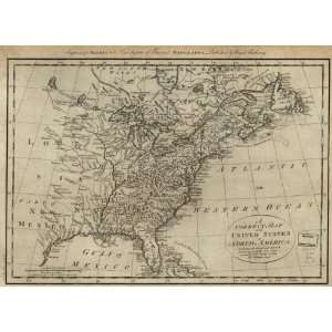  1780s North America Map British & Spanish territories 