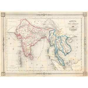  Levasseur 1846 Antique Map of Hindoostan