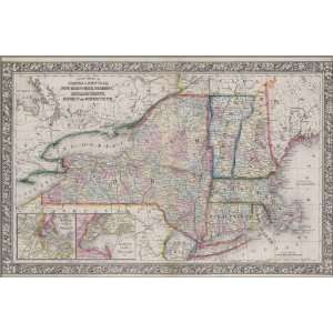1864 Map of New York, Massachusetts, Connecticut, Rhode Island, New 