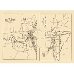  BENNINGTON AND BRATTLEBORO VERMONT (VT) MAP 1876