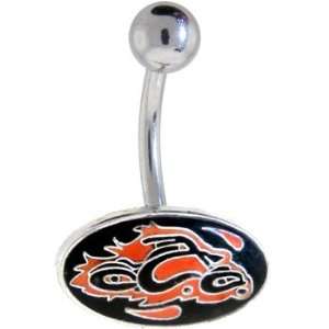  Orange County Choppers Red Flame Logo Belly Ring: Jewelry
