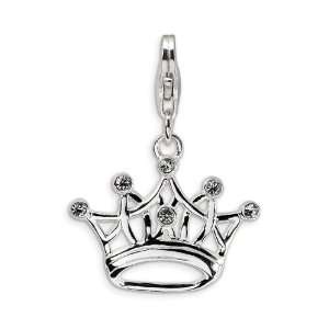  925 Sterling Silver 1Ó CZ Crown Charm Fashion Pendant 