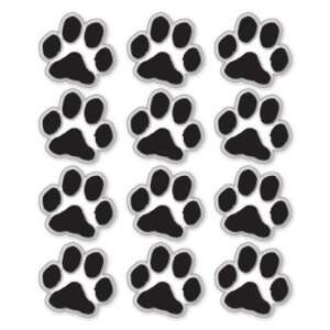 BLACK PAW PRINTS   Clear Vinyl Stickers   Sheet of 12   Sticker Decal 