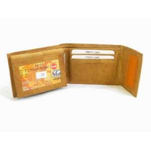  New Tan Leather Wallet Bi fold Multi window Pass Case w 