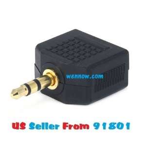   5mm Stereo Plug to 2 x 3.5mm Mono Jack Splitter Adaptor   Gold Plated