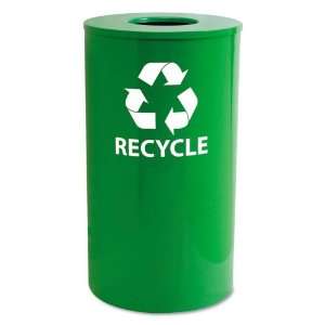Indoor/Outdoor Round Steel Recycling Receptacle, 33 gal, Yellow/Green 