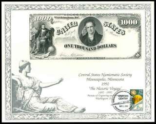 Mint BEP Souvenir Card B155   1000 Dollar Note CSNS 92  