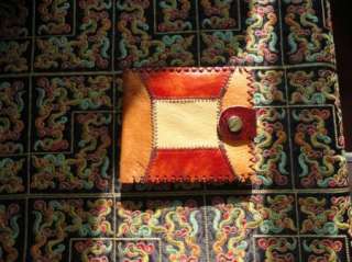 Genuine Leather Handmade thick stitching bifold Brown mens Wallet w 