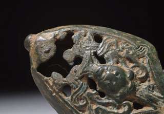An extremely rare Ancient Viking bronze scabbard chape, depicting the 
