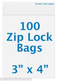 100 Ziplock reclosable 2mil zip lock jewelry bags 3 x 4  
