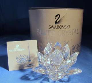 Swarovski Silver Crystal Medium Waterlily Candle Holder in box  