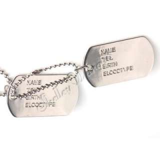 Stainless Steel Military Dog Tag Blank Pendant Necklace Chain 