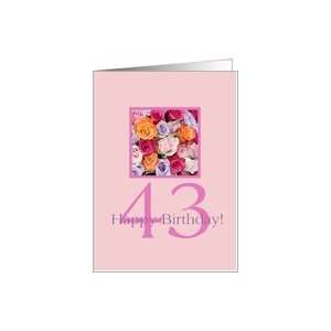  43rd birthday colorful rose bouquet Card Toys & Games