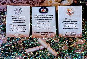 50 WEDDING SCROLLS   FAVORS MANY GRAPHICS WITH RINGS  