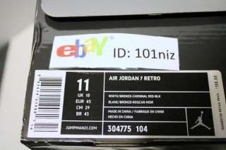 Nike Air Jordan Retro VII 7 Cardinals   SZ 11   DS   1 2 3 4 5 6 8 9 
