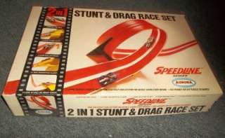 Vintage 60s Speedline 2 in1 Stunt & Drag Race Set Aurora Plastics 