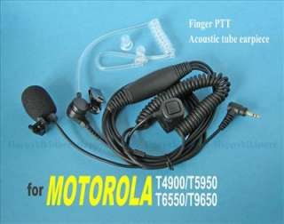 Acoustic Tube Earpiece Boom Mic with Finger PTT for Motorola T5500 