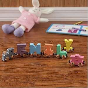   Personalized Wooden Name Trains   Pastel   4 Letters
