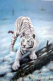 Sale great wild animal oil painting :White tiger  