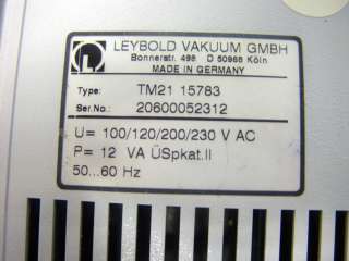 Leybold Thermovac TM 21 Vacuum Controller TM21 15783  