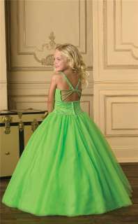   13225 Girls Pageant Dresses / Flower Girl Dress On Sale ! Lime Size 14