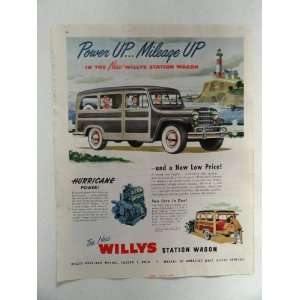 1950 Willys station wagon, Vintage 50s full page print ad (lighthouse 