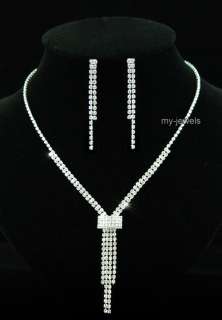 Bridal Elegant Rhinestone Necklace Earrings Set S1067  