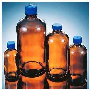 Chem Boston Round Style Amber Glass Bottles, 950mL (32 oz.):  