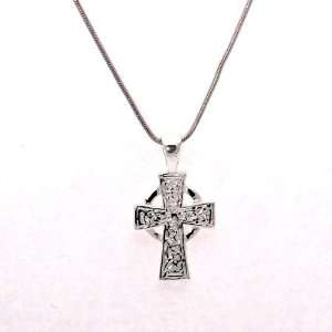  925 Silver Stamped Cross Necklace: Jewelry