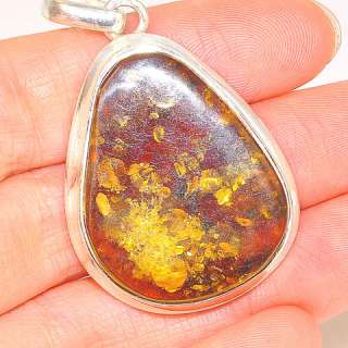 Sterling Silver Real BALTIC HONEY AMBER Pendant 114  