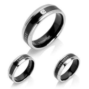  Chuvora Stainless Steel Love Conquers All Wedding Band 