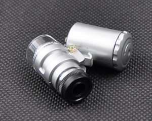 60X Pocket Microscope Jeweler Magnifier LED Loupe Eye mini coin Watch 