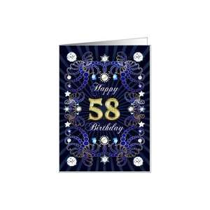  58th Birthday card, Diamonds and Jewels effect Card Toys 